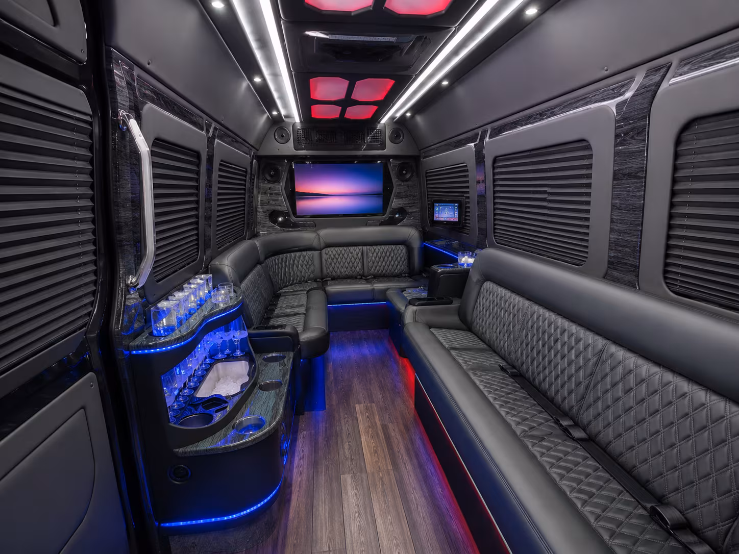 edinburg 50 passenger party bus inside